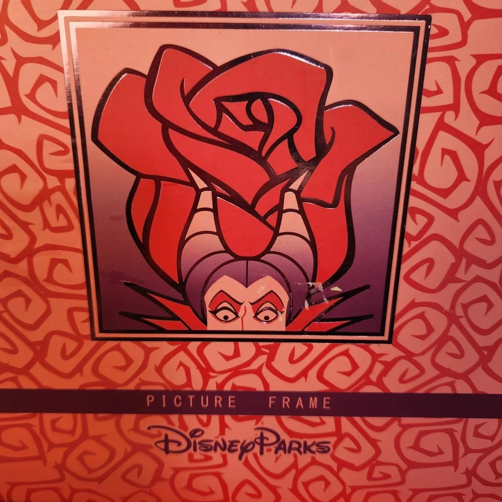 Disney Parks Maleficent 4x6 Ceramic Picture Frame Rhinestone Rose Pink Boxed